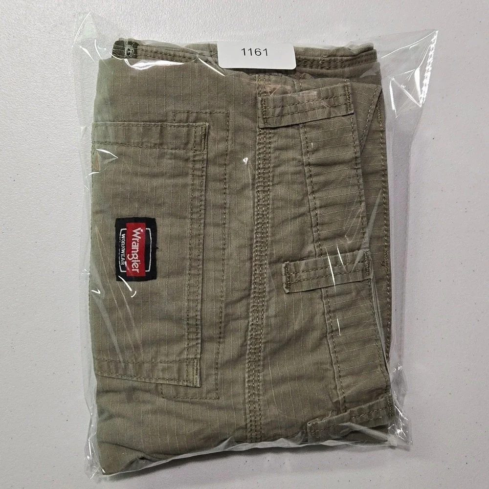 Wrangler Workwear Pants Mens 38x32 Khaki Tan Ripstop Utility Carpenter Trousers
